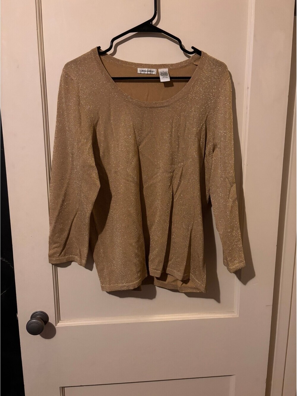 Laura Ashley gold shimmer long sleeve top Large